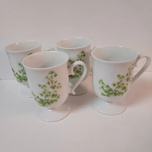 Set of 4 House of Prill Shamrock/Clover Pedestal Style Coffee Cups